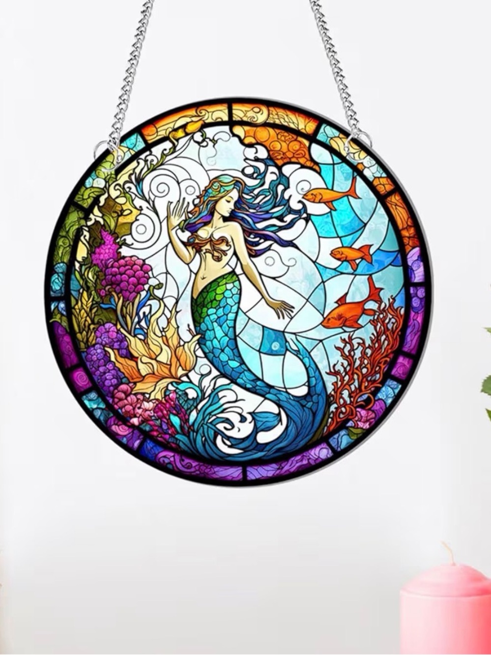 Mermaid 2D Flat Acrylic Window Hanging.